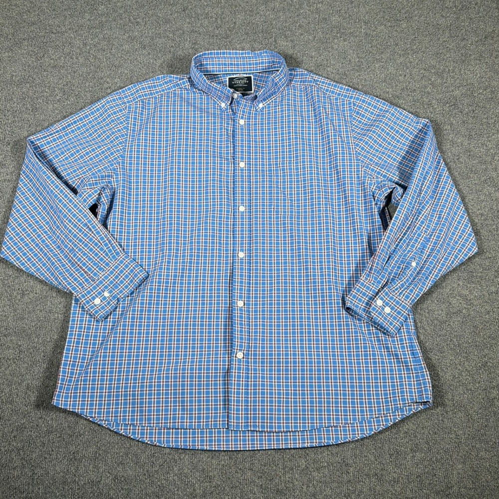 Charles Tyrwhitt Button Down Shirt Tartan Mens XXL Blue Non-Iron Classic Fit